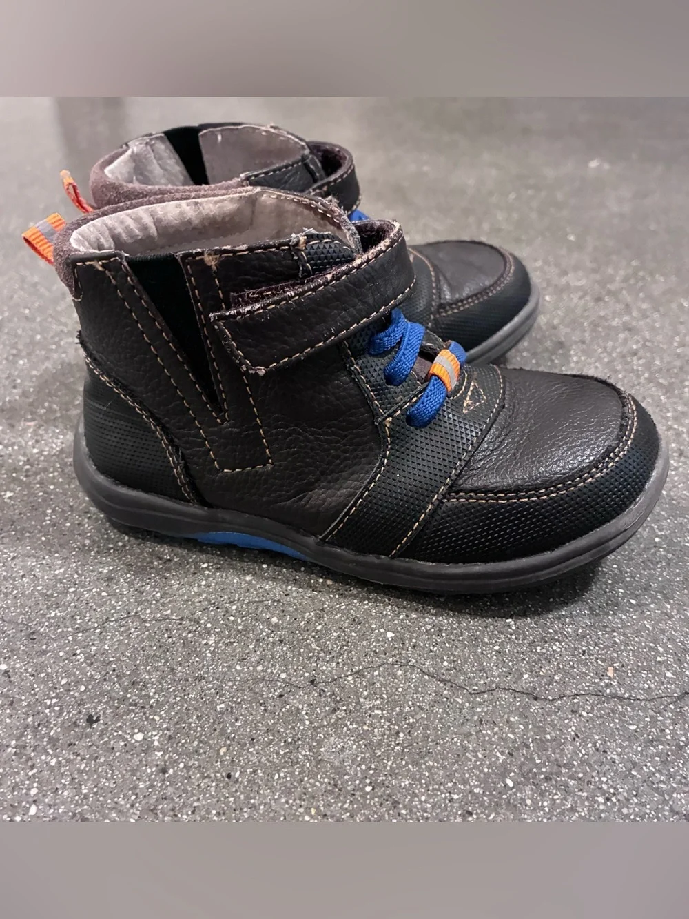 See Kai Run Toddler High Top Sneakers Black Blue Hook & Loop Shoes Size 9.5